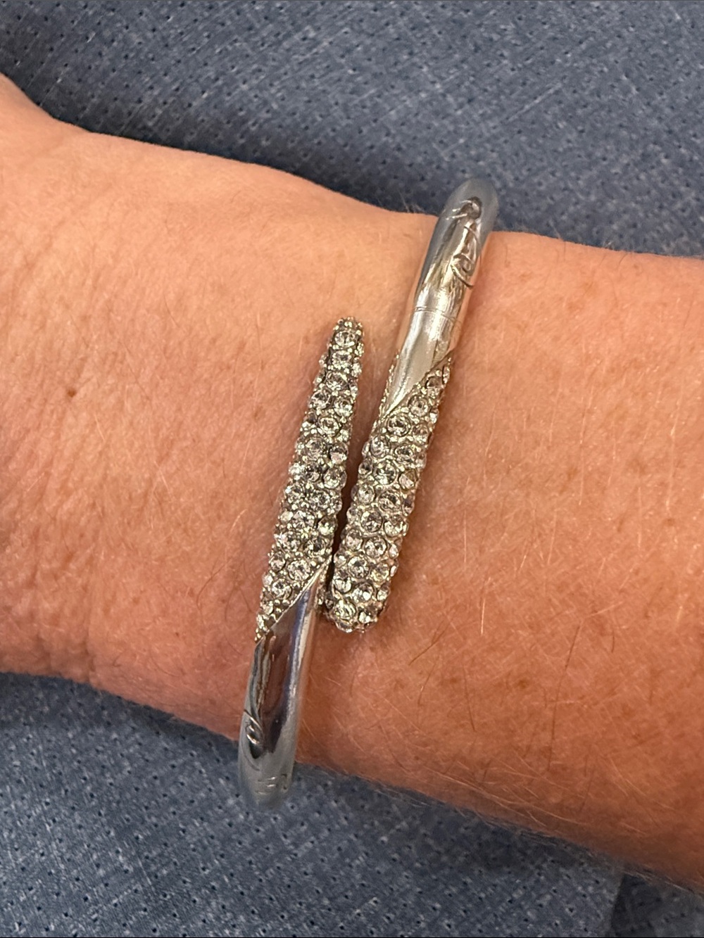 Brighton Silver Crystal Pavé Open Cuff Bracelet - Women